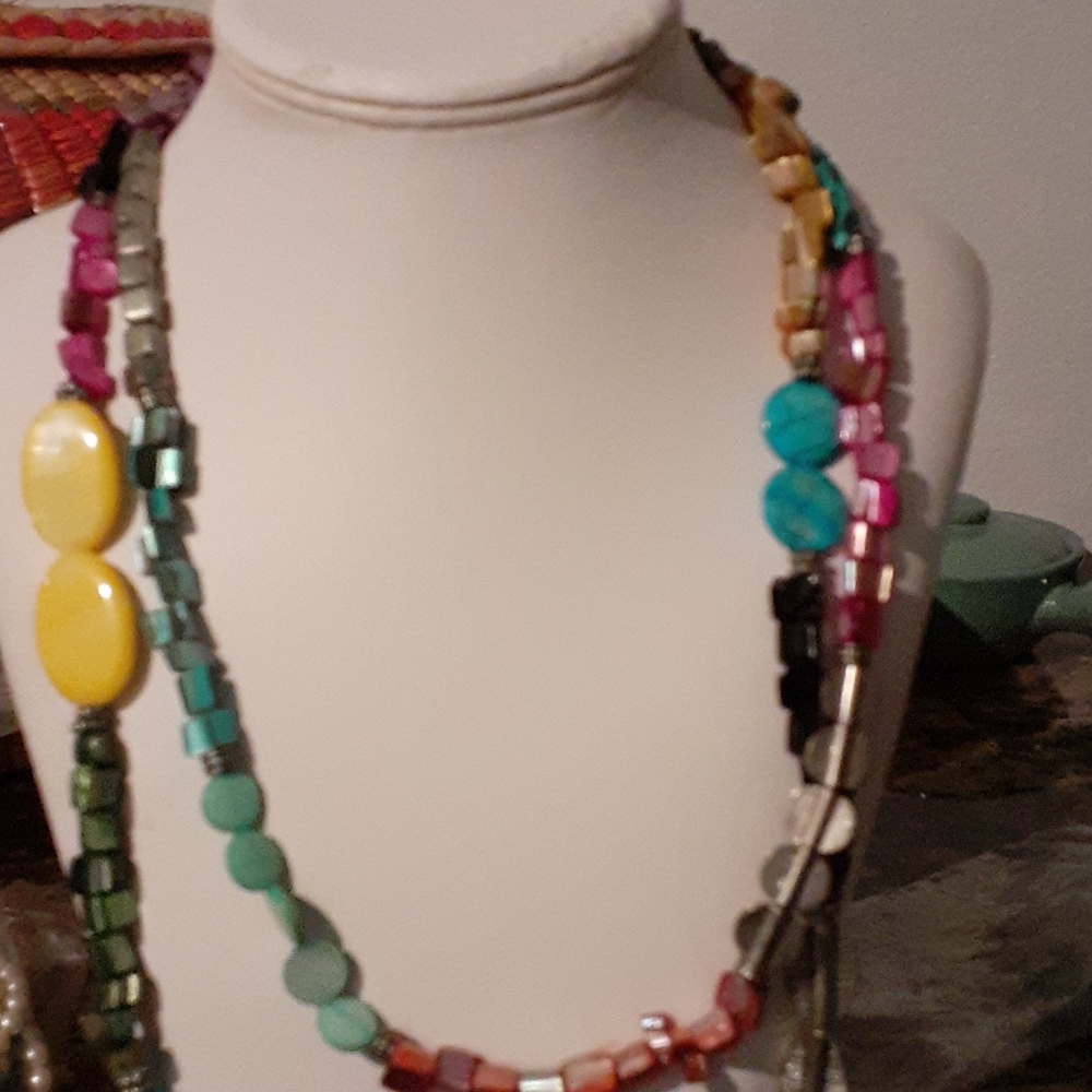 Fabulously glass multicolored necklace double